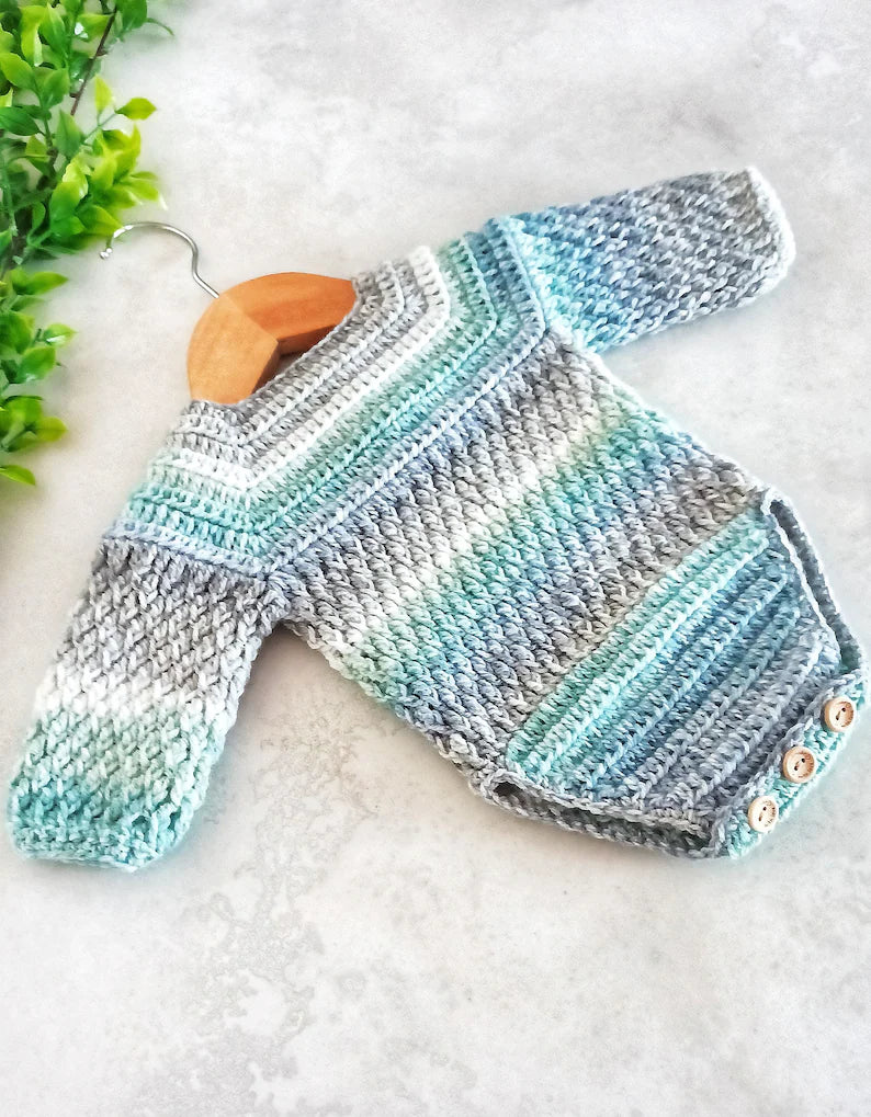 Alpine Baby Romper Crochet Pattern Sizes Preemie to 2 Years Digital Download PDF