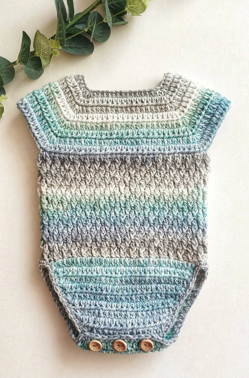Alpine Baby Romper Crochet Pattern Sizes Preemie to 2 Years Digital Download PDF