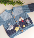 Little Applique Cardigan Crochet Pattern Sizes Preemie to 10 Years Digital Download PDF