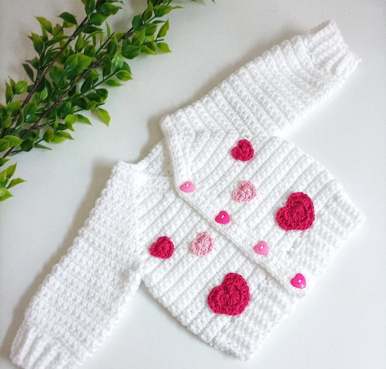Little Applique Cardigan Crochet Pattern Sizes Preemie to 10 Years Digital Download PDF