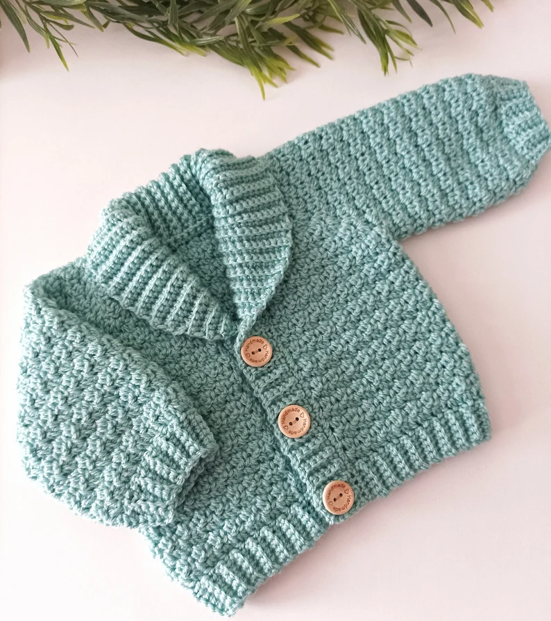 Shawl Collar Cardigan Crochet Pattern Sizes Preemie to 10 Years Digital Download PDF