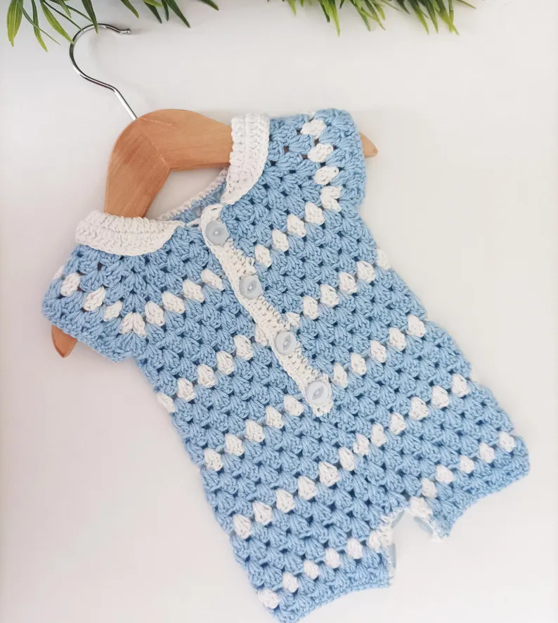 Summer Granny Playsuit Cardigan Shirt Sizes Preemie to 10 years Crochet Pattern PDF Digital Download