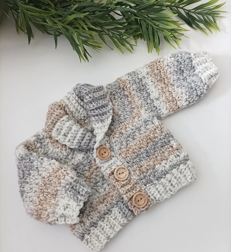 Shawl Collar Cardigan Crochet Pattern Sizes Preemie to 10 Years Digital Download PDF