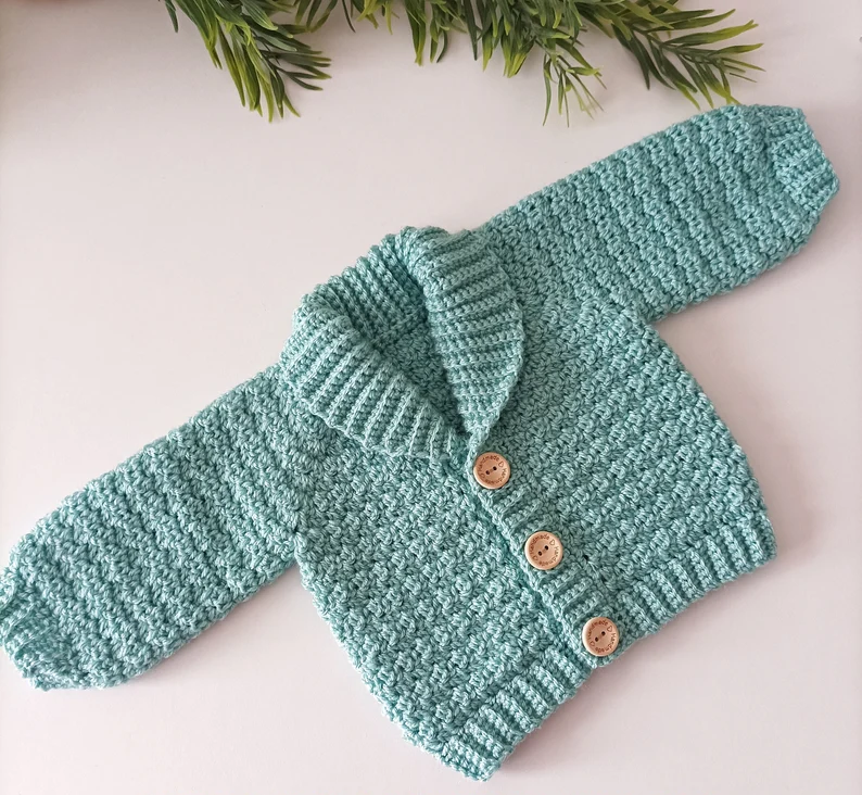 Shawl Collar Cardigan Crochet Pattern Sizes Preemie to 10 Years Digital Download PDF