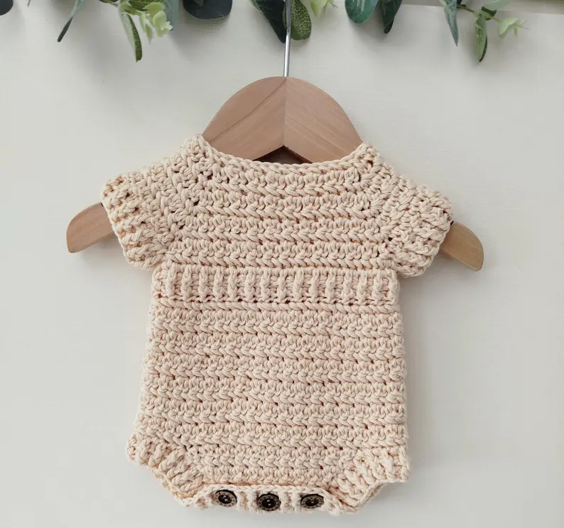 Juniper Romper Crochet Pattern Sizes Preemie to 2 Years Digital Download PDF