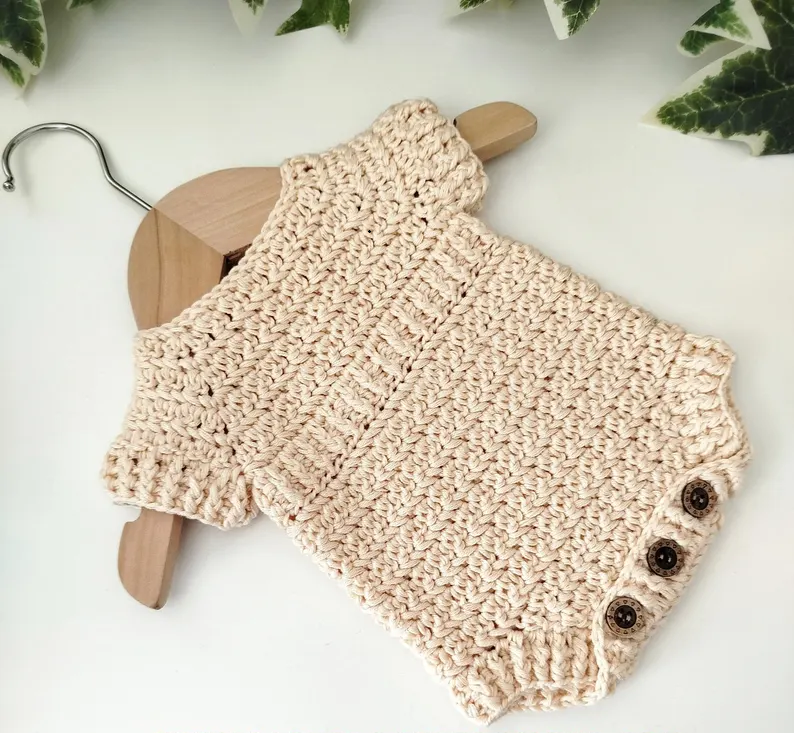 Juniper Romper Crochet Pattern Sizes Preemie to 2 Years Digital Download PDF