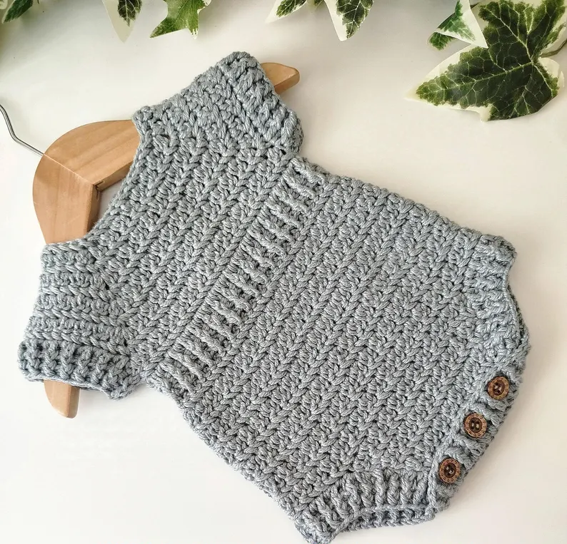 Juniper Romper Crochet Pattern Sizes Preemie to 2 Years Digital Download PDF