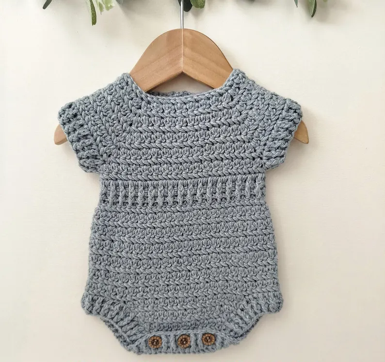 Juniper Romper Crochet Pattern Sizes Preemie to 2 Years Digital Download PDF