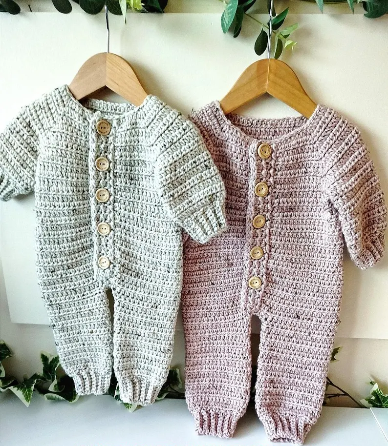 Snug as a Bug Romper Suit Crochet Pattern Sizes Preemie to 4 years Digital Download PDF