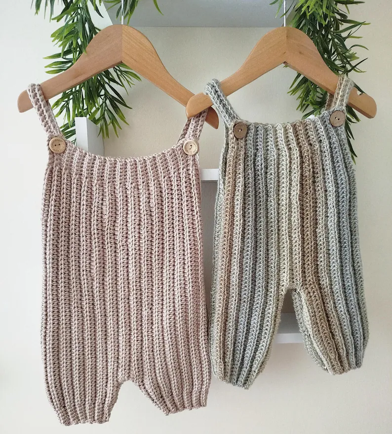 Little Rib Dungarees Crochet Pattern Sizes Preemie to 4 Years PDF Digital Download