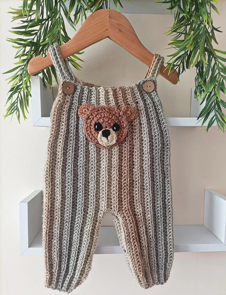 Little Rib Dungarees Crochet Pattern Sizes Preemie to 4 Years PDF Digital Download