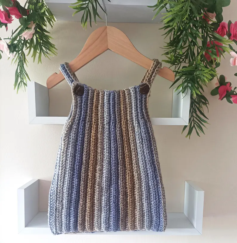 Little Rib Pinafore Dress Crochet Pattern Sizes Preemie to 10 Years PDF Digital Download