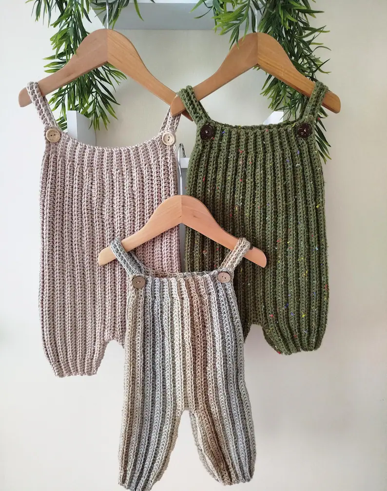Little Rib Dungarees Crochet Pattern Sizes Preemie to 4 Years PDF Digital Download